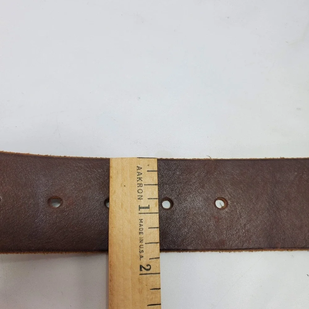 Vintage 90s GAP Brown Genuine Leather Brass Buckle Belt XL Made in USA 40-42